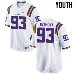 Youth Andre Anthony White Louisiana State Tigers #93 Stitch Jerseys