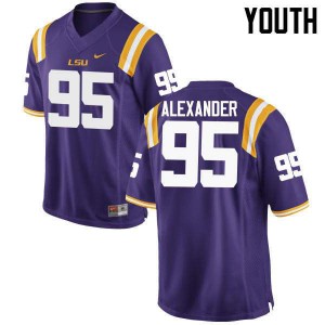 Youth Edwin Alexander Purple LSU Tigers #95 Embroidery Jerseys