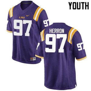 Youth Frank Herron Purple LSU #97 Stitched Jerseys